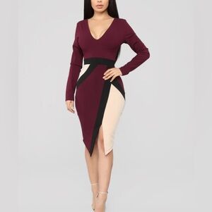 Fashion Nova Stay Solid Colorblock Dress
